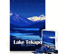 Puzzle de 1000 pièces représentant le lac Tekapo,en Nouvelle-Zélande,la nuit Idéal pour les adultes Développe les capacités cognitives et offre un cadeau mémorable grâce à sa découpe précise (38x26cm)