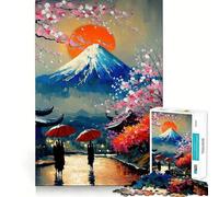 Puzzle de 1000 pièces représentant Le Mont Fuji, Peinture à l'huile, pour Adolescents Jouet cognitif, Passe-Temps apaisant, Finition Premium, liste de souhaits du Père Noël (38x26cm)