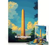 Puzzle de 1000 pièces représentant Le Monument de Washington, découpé au Laser, pour Adultes Améliore la mémoire, détente et Loisirs Cadeau de Noël Unique (50x75cm)