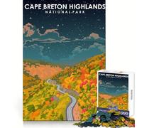 Puzzle de 1000 pièces représentant le parc des Hautes Terres du Cap-Breton un cadeau d'anniversaire amusant et relaxant,idéal pour stimuler la mémoire et se détendre grâce à sa découpe lisse (38x52cm)