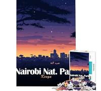 Puzzle de 1000 pièces représentant Le Parc National de Nairobi au Kenya la Nuit Jeu éducatif Jouet d'apprentissage Cadeau d'anniversaire décoration intérieure (Dimensions 38x26cm)