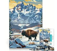 Puzzle de 1000 pièces représentant Le Parc National de Yellowstone en Hiver,pour Adultes Jeu de mémoire Amusant,découpe Experte,activité relaxante à Faire en Groupe à l’intérieur (38x26cm)