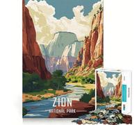 Puzzle de 1000 pièces représentant Le Parc National de Zion,découpé au Laser,idéal pour Les Adolescents Jeu de réflexion et d'habileté mentale Un Exercice Mental Calme à Faire à la Maison (38x26cm)