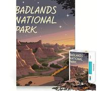 Puzzle de 1000 pièces représentant Le Parc National des Badlands,Un Casse-tête Artistique aux découpes précises,Un Cadeau Amusant pour Les Loisirs et Une décoration Murale de Noël (38x52cm)