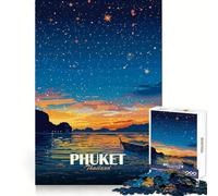Puzzle de 1000 pièces représentant Le Paysage Nocturne de Phuket en Thaïlande, idéal pour Les Adultes, Stimulant cérébral et Anti-Stress, décoration Murale aux Bords précis (38x26cm)