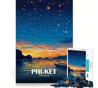 Puzzle de 1000 pièces représentant Le Paysage Nocturne de Phuket en Thaïlande, idéal pour Les Adultes, Stimulant cérébral et Anti-Stress, décoration Murale aux Bords précis (38x26cm)