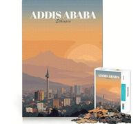 Puzzle de 1000 pièces représentant Le Paysage Urbain d'Addis-Abeba,en Éthiopie Art,Bords Fins,Casse-tête logique,Jeu de Loisirs,Cadeau d'anniversaire Amusant (38x52cm)