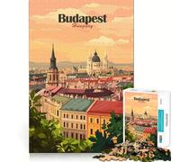 Puzzle de 1000 pièces représentant Le Paysage Urbain de Budapest,Finitions soignées,Jeu de réflexion et de détente,Cadeau Artistique de Noël (38x52cm)