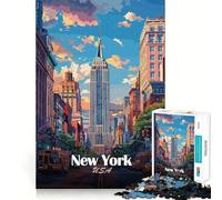 Puzzle de 1000 pièces représentant Le Paysage Urbain de New York avec l'empire State Building Jeu sans Couture Activité intellectuelle et relaxante Cadeau d'anniversaire Amusant (38x26cm)