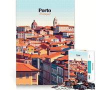 Puzzle de 1000 pièces représentant Le Paysage Urbain de Porto pour Adultes Renforce la mémoire, Passe d'agréables Moments, Bords Nets, Cadeau raffiné (38x26cm)