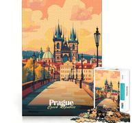 Puzzle de 1000 pièces représentant Le Paysage Urbain de Prague, idéal pour Adultes Jeu Intelligent et Amusant à Jouer à l'intérieur Découpe précise Un Cadeau Parfait 38x26cm