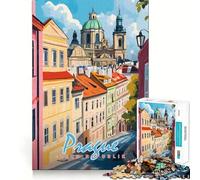 Puzzle de 1000 pièces représentant Le Paysage Urbain de Prague, idéal pour Les Adolescents Jeu cognitif et Silencieux, avec Bords de qualité supérieure Cadeau de Noël 38x26cm