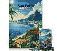 Puzzle de 1000 pièces représentant Le Paysage Urbain de São Paulo idéal pour Le développement cérébral des Adultes Un Passe-Temps apaisant et Facile à Assembler et Un Cadeau de Noël raffiné (38x52cm)