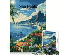 Puzzle de 1000 pièces représentant Le Paysage Urbain de São Paulo, idéal pour Les Adolescents Exercice cérébral, détente et découpe de précision Cadeau Parfait (50x75cm)