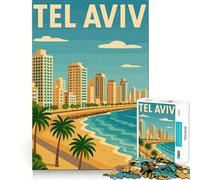 Puzzle de 1000 pièces représentant Le Paysage Urbain de Tel Aviv, idéal pour Les Adolescents Jeu de logique et de réflexion, Relaxant et Amusant, Bords Lisses, Cadeau d'anniversaire 38x26cm