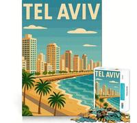 Puzzle de 1000 pièces représentant Le Paysage Urbain de Tel Aviv, idéal pour Les Adolescents Un Jeu d'adresse apaisant et créatif, Un Cadeau attentionné 38x52cm