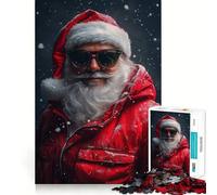 Puzzle de 1000 pièces représentant Le Père Noël avec des Lunettes de Soleil, idéal pour Les Adultes, pour développer sa mémoire et se détendre Design et Assemblage artistiques (38x26cm)