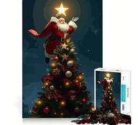 Puzzle de 1000 pièces représentant Le Père Noël décorant Le Sapin de Noël, pour Adultes et Adolescents Jeu intellectuel, à savourer chez soi Découpe de qualité, Cadeau Classique (50x75cm)