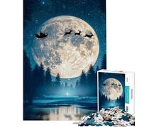 Puzzle de 1000 pièces représentant Le Père Noël Les Rennes et Son traîneau Jeu Difficile et Stimulant pour la décoration intérieure Décoration Murale Jeu Manuel pour Les 14 Ans et Plus 38x52cm