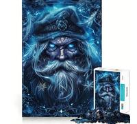Puzzle de 1000 pièces représentant Le Père Noël Magicien d'hiver dans des Tons Bleus,pour Adultes Jeu de mémoire Stimulant,qualité Professionnelle,activité de découpage chaleureuse et conviviale