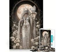 Puzzle de 1000 pièces représentant Le Père Noël Muerte Blanc avec Hibou et Roses Jeu Amusant et Facile à Transporter (38x26cm)