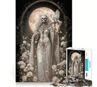 Puzzle de 1000 pièces représentant Le Père Noël Muerte Blanc avec Hibou et Roses Technologie de découpe Laser avancée Jeu Amusant et divertissant à l'intérieur (50x75cm)