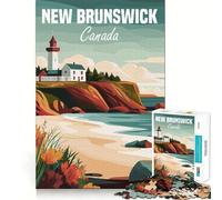 Puzzle de 1000 pièces représentant Le Phare du Nouveau-Brunswick, idéal pour Les Adolescents Jeu de logique Solide, Amusant et Relaxant, découpe de précision, (38x52cm)