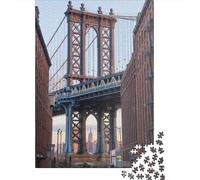 Puzzle de 1000 pièces représentant Le Pont de Manhattan, Style Empire Square, pour Adultes et Enfants. Puzzle en Bois, Cadeau de Noël. 1000 pièces (75 x 50 cm).