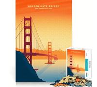 Puzzle de 1000 pièces représentant Le Pont du Golden Gate au Coucher du Soleil, idéal pour Les Adolescents Un Jeu Intelligent pour Partager Un Moment Convivial et Construire Une œuvre d'art 38x52cm
