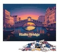 Puzzle de 1000 pièces représentant Le Pont du Rialto à Venise, en Italie. Idéal pour Adultes et Adolescents. Puzzle en Bois, Jeu Familial, Cadeau de Noël. 1000 pièces (75 x 50 cm).