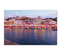 Puzzle de 1000 pièces représentant Le Port de Ponza, île pontine, en Italie (26 x 38 cm). Un Jeu d'illustration et Un Souvenir de Voyage.