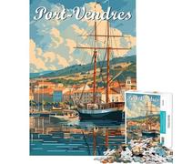 Puzzle de 1000 pièces représentant Le Port de Port-Vendres avec Un voilier idéal pour s'amuser à la Maison décoration et Jouet pour Les 14 Ans et Plus (38x52cm)