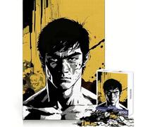 Puzzle de 1000 pièces représentant Le Portrait de Bruce Lee,idéal pour Les Adolescents,pour développer Ses capacités mentales et se détendre Bords de qualité supérieure Cadeau de Noël (38x26cm)