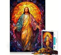Puzzle de 1000 pièces représentant Le Portrait de Jésus-Christ en vitrail, idéal pour Les Adolescents, Un Jeu Stimulant et Relaxant à Assembler, Un Cadeau attentionné 50x75cm