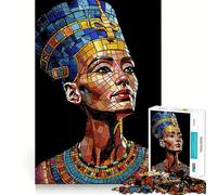 Puzzle de 1000 pièces représentant Le Portrait de Néfertiti en mosaïque, idéal pour Adultes et Adolescents Jeu de logique, détente et découpe de précision (38x52cm)