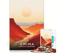 Puzzle de 1000 pièces représentant Le Relief de Danxia (Chine),Un Jeu d'articulation précis et Amusant pour se détendre et s'amuser Pendant Les fêtes (50x75cm)