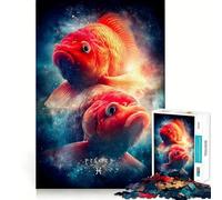 Puzzle de 1000 pièces représentant Le Signe du Zodiaque Poissons avec Deux Poissons, idéal pour Les Adolescents Un Jeu Mental Anti-Stress de qualité supérieure, Un Cadeau Exquis (38x52cm)