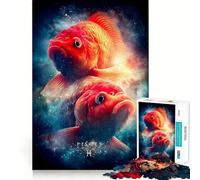 Puzzle de 1000 pièces représentant Le Signe du Zodiaque Poissons avec Deux Poissons, pour Adultes Détente et Stimulation cérébrale Pièce de Collection aux Bords précis (50x75cm)