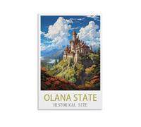 Puzzle de 1000 pièces représentant Le site Historique d'Olana. Puzzle en Papier adapté aux Adultes, aux Enfants et aux familles. Jeu Anti-Stress. 38 x 52 cm.