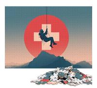 Puzzle de 1000 pièces représentant Le Symbole du Sauvetage en Montagne, en Bois, pour Adultes et Adolescents. Puzzle Durable pour Adultes | Jeux 1000 pièces (75 x 50 cm)