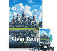 Puzzle de 1000 pièces représentant Le Temple d'Angkor Wat et SIEM Reap Jeu de Concentration mentale,découpe de précision,Bords Lisses,activité captivante pour des soirées tranquilles (50x75cm)