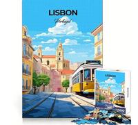 Puzzle de 1000 pièces représentant Le Tramway de Lisbonne,Portugal,idéal pour Adultes Stimule la réflexion,se détend en Toute tranquillité et Offre Un Cadeau Original et sécurisé (38x52cm)