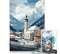 Puzzle de 1000 pièces représentant Le Village d'hiver de St Anton en Autriche, idéal pour Les Adolescents stimule la mémoire, réduit Le Stress et Offre Un Cadeau précieux 50x75cm