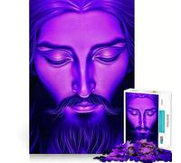 Puzzle de 1000 pièces représentant Le Visage de Jésus-Christ Violet, idéal pour Les Adolescents Ce Puzzle Lumineux et Relaxant est Un Cadeau Exquis à Assembler (50x75cm)