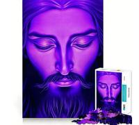 Puzzle de 1000 pièces représentant Le Visage de Jésus-Christ Violet, pour Adultes Améliore la mémoire et Le Plaisir de Jouer Ensemble Bords précis Cadeau saisonnier (38x52cm)