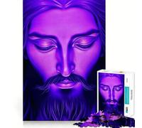 Puzzle de 1000 pièces représentant Le Visage de Jésus-Christ Violet, pour Adultes, Jeu Intelligent et Amusant à Assembler Ensemble, Cadeau de Saison (38x26cm)