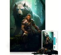 Puzzle de 1000 pièces représentant Les Dieux Vikings Thor,Odin et Le Loup Jeu Amusant et Facile à Transporter (50x75cm)