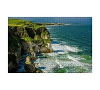 Puzzle de 1000 pièces représentant Les falaises près de Portrush en Irlande du Nord. Paysage pittoresque. 1 Puzzle de 1000 pièces. Tous âges. 26 x 38 cm.