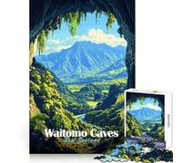 Puzzle de 1000 pièces représentant Les grottes de Waitomo en Nouvelle-Zélande, découpé au Laser, idéal pour Les Adultes Améliore la mémoire, se détend et se divertit Cadeau de Noël Unique (50x75cm)