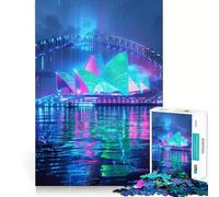 Puzzle de 1000 pièces représentant Les néons de l'Opéra de Sydney, idéal pour Les Adolescents Un Jeu de réflexion apaisant et de qualité, Un Cadeau Parfait 38x26cm